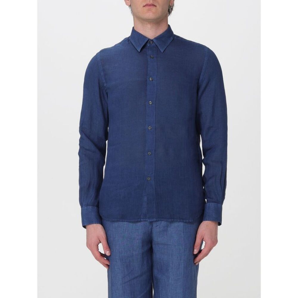 120% Lino Shirt Men Blue